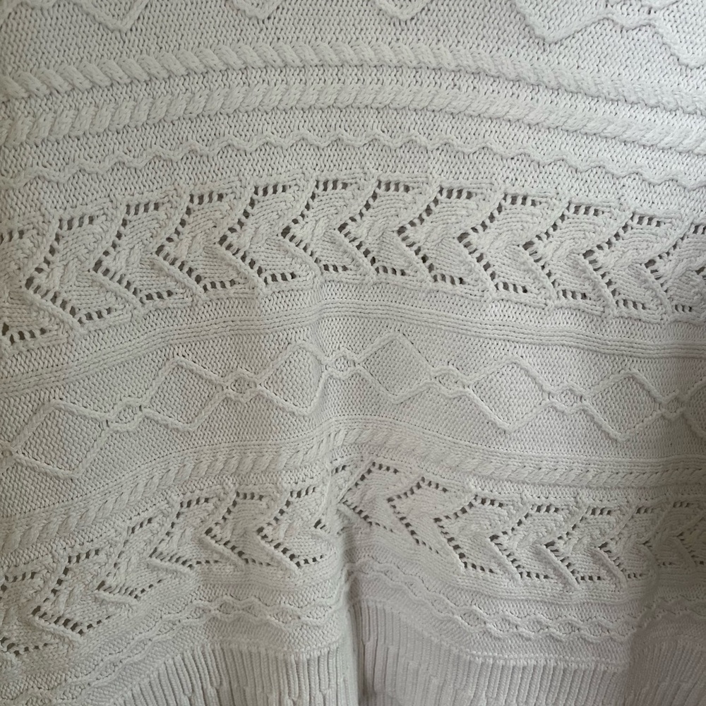 Sundance Woman’s “Rita” 100% Cotton Sweater White Cable Knit Sweater Size Large - Picture 4 of 6